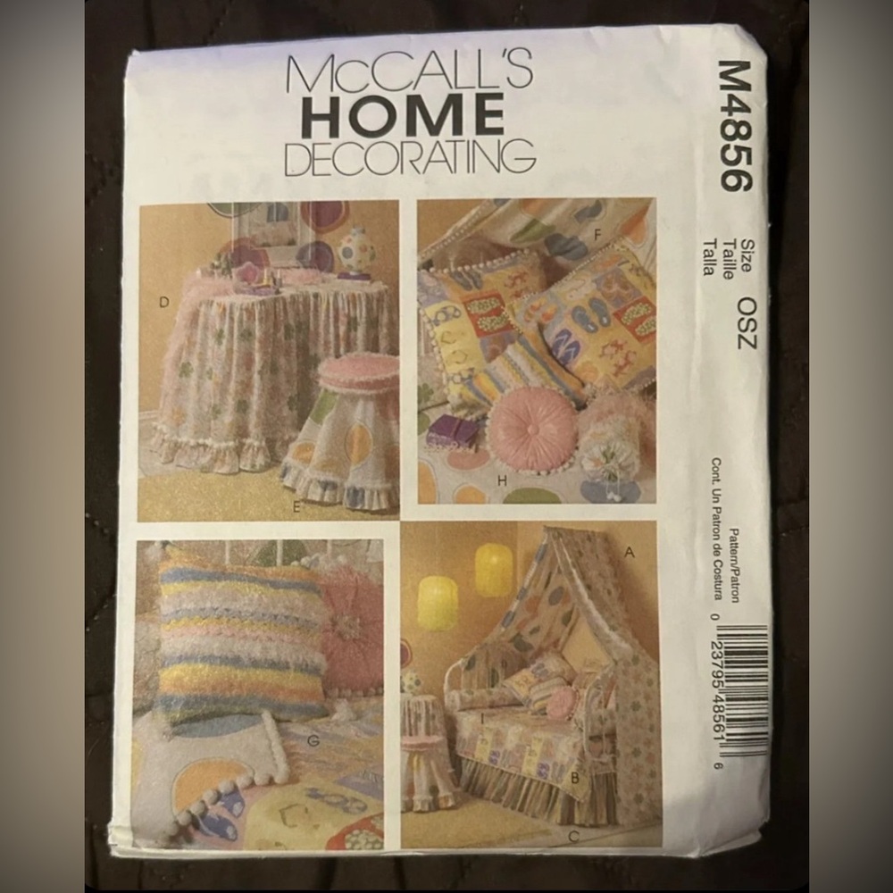 2005 McCall’s M4856 Tween bedroom set Clothes fabric Pattern - NEW